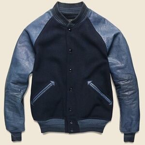 RRL Ralph Lauren Indigo Blue Leather NEW Watson Jacket Men's Jacket Save 65+%!